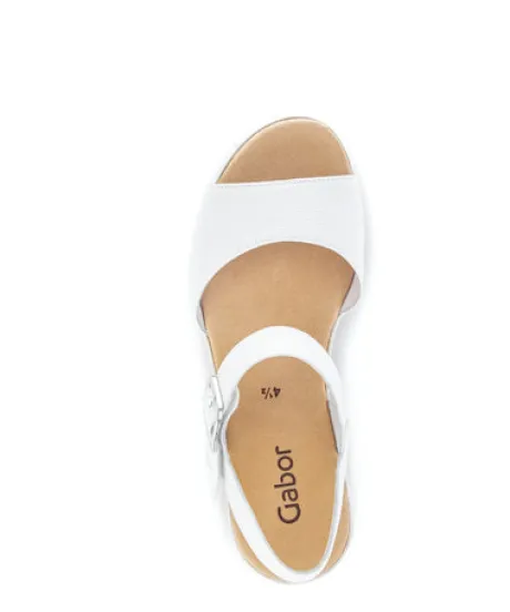 Gabor White leather Wedge Sandal|8465121