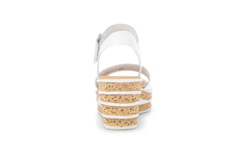 Gabor White leather Wedge Sandal|8465121