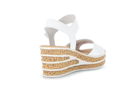 Gabor White leather Wedge Sandal|8465121