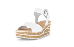 Gabor White leather Wedge Sandal|8465121