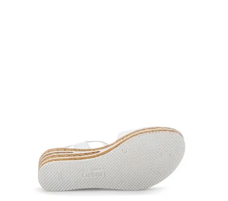 Gabor White leather Wedge Sandal|8465121
