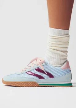 Gioseppo Leather and Mesh Baby Blue Trainer||78029BLU