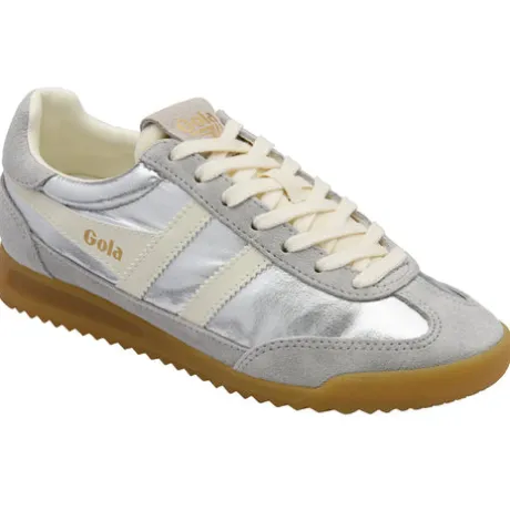 Gola Silver and Off White Trainer|CLB858JW