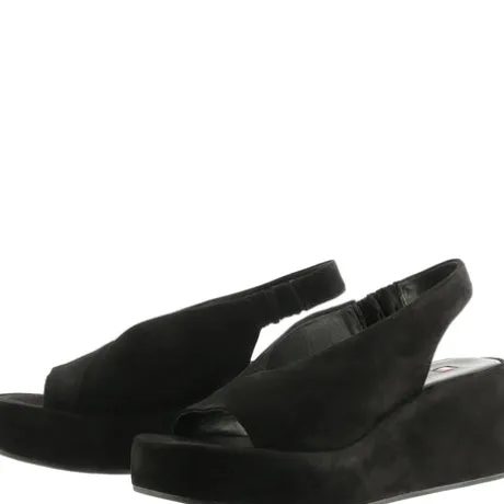Hogl Black Suede Platform Sandal|1025220100