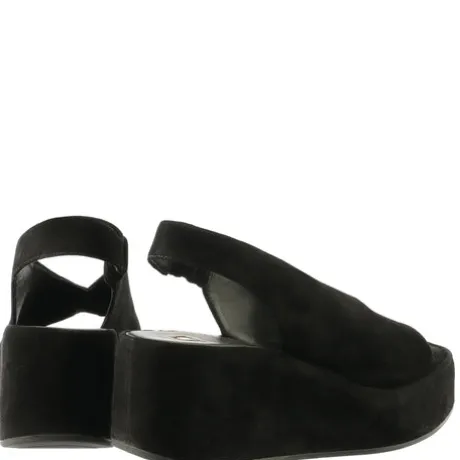 Hogl Black Suede Platform Sandal|1025220100