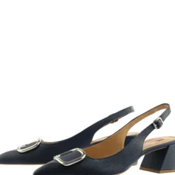 Hogl Navy Leather Sling Back|1046233500