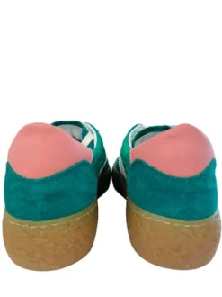 Meline Green Fabric and Suede trainer|5SN11568