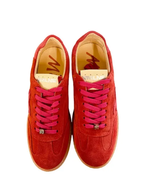 Meline Red and Pink Suede Trainer|52513294