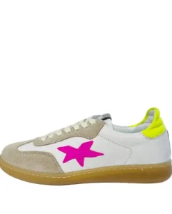 Meline White Pink and Neon Trainer |525110100