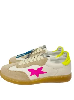 Meline White Pink and Neon Trainer |525110100