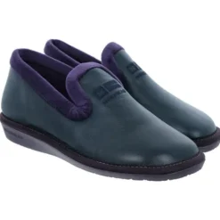 Nordika Navy Leather Slipper|305DMAR