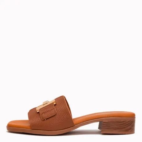 Oh My Sandals Flat Brown Mule|5890BRN