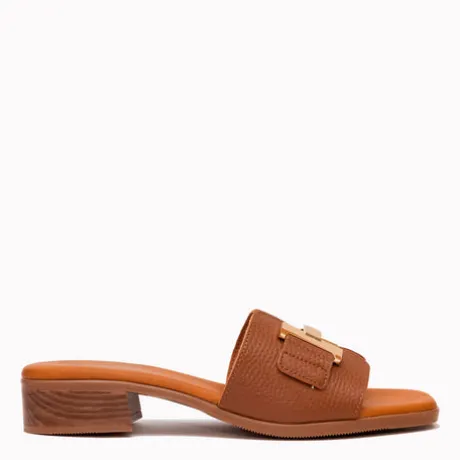 Oh My Sandals Flat Brown Mule|5890BRN
