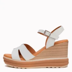 Oh My Sandals White Wedge Sandal|6001WHT