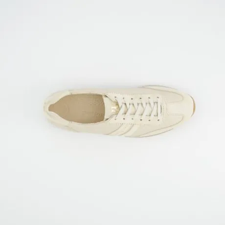 Paul Green Beige Leather Retro Trainer|5453159