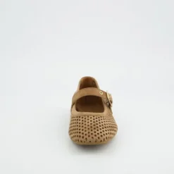 Paul Green Brown Suede Perforated Mary Jane|1213029