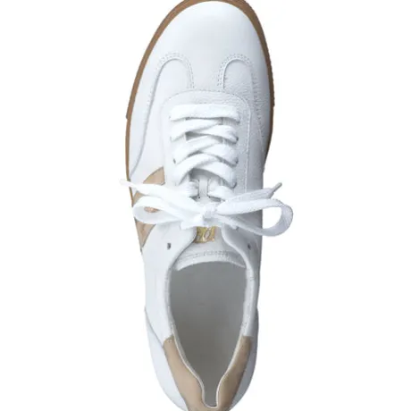 Paul Green White & Taupe Retro Trainer| 5450010