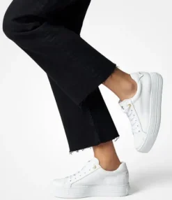 Paul Green White Leather Platform Trainer|5241000