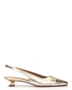 Pedro Miralles Gold Kitten Heel Sling Back|18600GD
