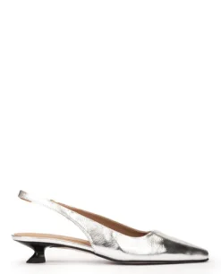 Pedro Miralles Silver Kitten Heel Sling Back |18600SIL