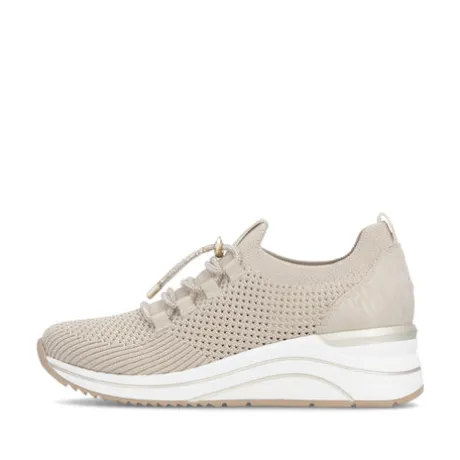 Remonte Beige Wide Fit Mini Wedge Trainer|D0T1860