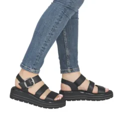 Remonte Black Platform Sandal|D3N5000