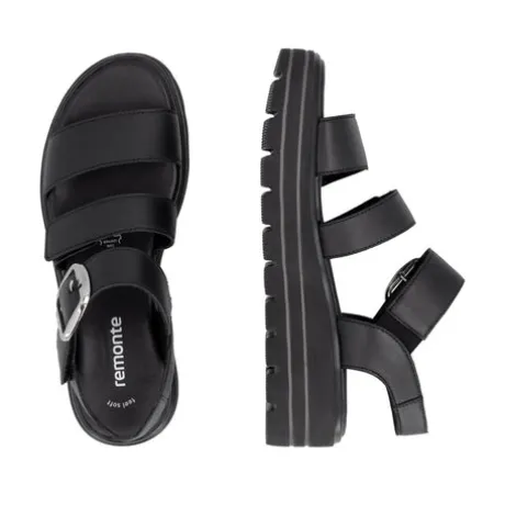 Remonte Black Platform Sandal|D3N5000