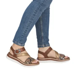 Remonte Brown Snake Print Sandal|D1J6425