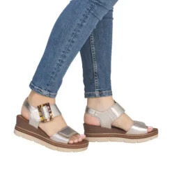 Remonte Light Gold Wedge Sandal|D2L5390