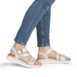 Remonte Metallic Beige Sandal|D1J6490