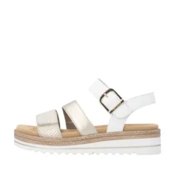 Remonte White and Light Gold Multi Strap Sandal|D0Q5592