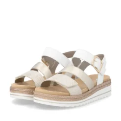 Remonte White and Light Gold Multi Strap Sandal|D0Q5592