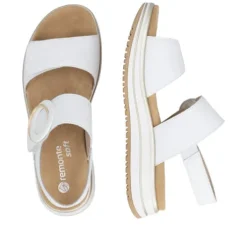Remonte White Hook and Loop Strap Sandal|D1J6380