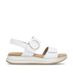 Remonte White Hook and Loop Strap Sandal|D1J6380