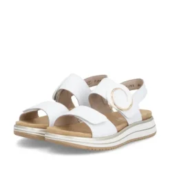 Remonte White Hook and Loop Strap Sandal|D1J6380