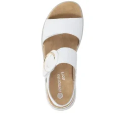 Remonte White Hook and Loop Strap Sandal|D1J6380