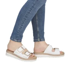 Remonte White Mini Wedge Sandal|D0Q6680