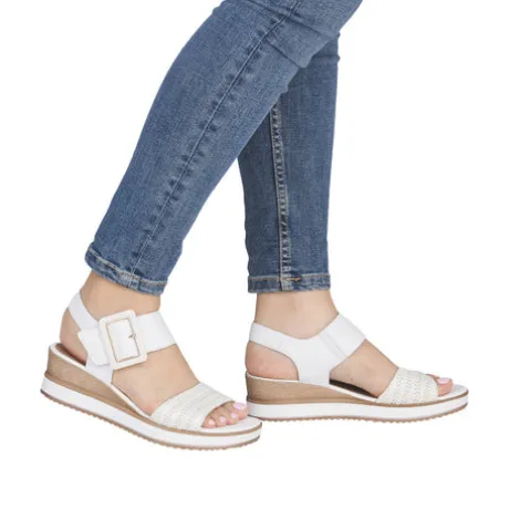 Remonte White Wedge Sandal|D645381