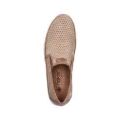 Rieker Beige Cut Out Leather Slip On|1195564