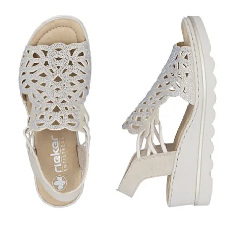 Rieker Beige Wedge Comfort Sandal|6746562