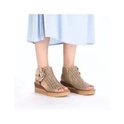 Rieker Beige Woven Wedge Sandal|6379160B