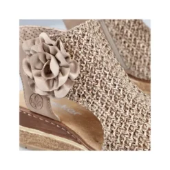 Rieker Beige Woven Wedge Sandal|6379160B