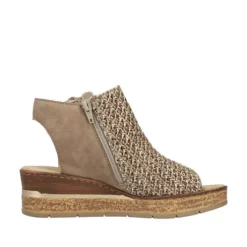 Rieker Beige Woven Wedge Sandal|6379160B
