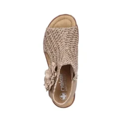 Rieker Beige Woven Wedge Sandal|6379160B