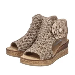 Rieker Beige Woven Wedge Sandal|6379160B