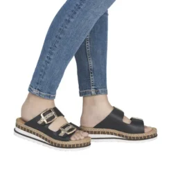 Rieker Black Mini Wedge Mule|V795500B