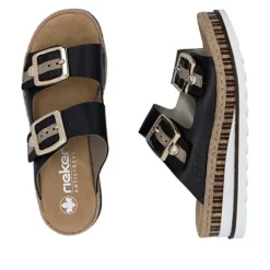 Rieker Black Mini Wedge Mule|V795500B