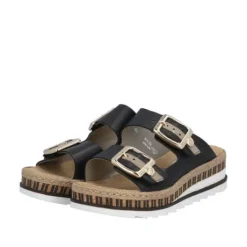 Rieker Black Mini Wedge Mule|V795500B