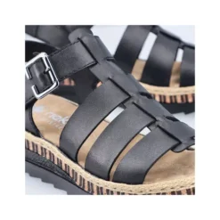 Rieker Black Strap Platform Sandal|V790400
