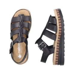 Rieker Black Strap Platform Sandal|V790400